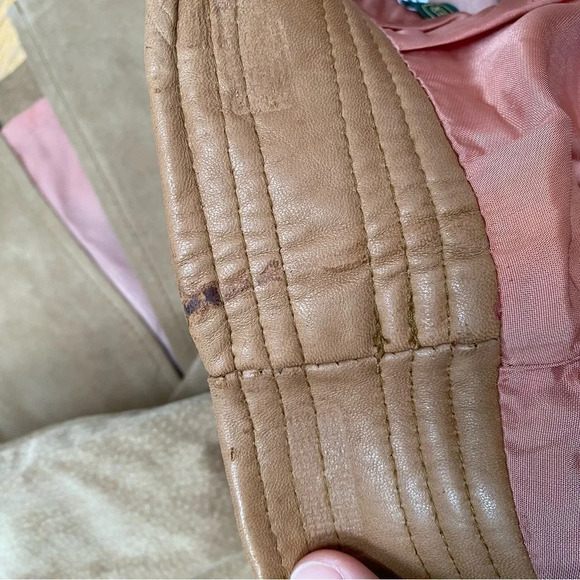 VINTAGE - Tan 1980s High Waisted Leather Suede Pencil Skirt - Picture 8 of 12